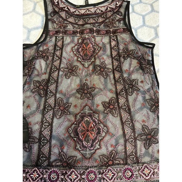 White House Black Market Sheer Embroidered Mesh Top Y2K Fairycore Romantic Goth - Picture 4 of 10